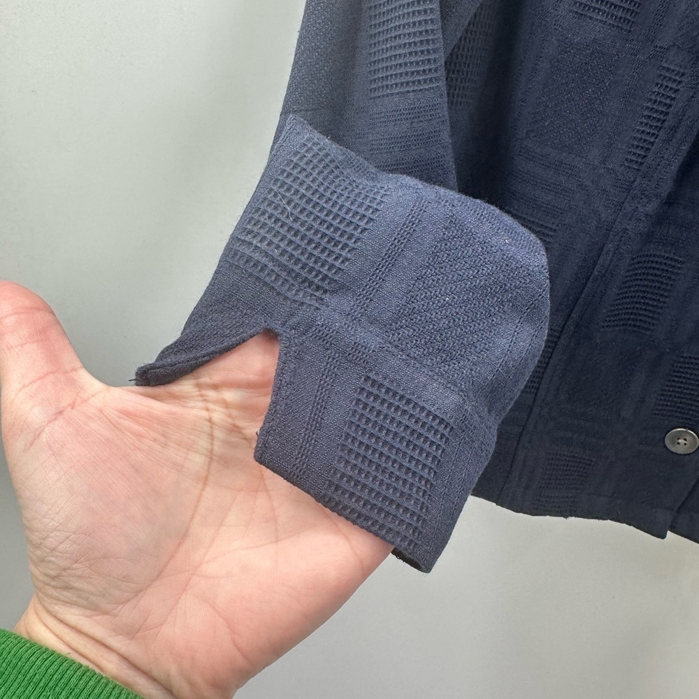 CHRISTOPHER & BANKS Blue cotton woman textured button down casual jacket NWT S - Picture 3 of 10